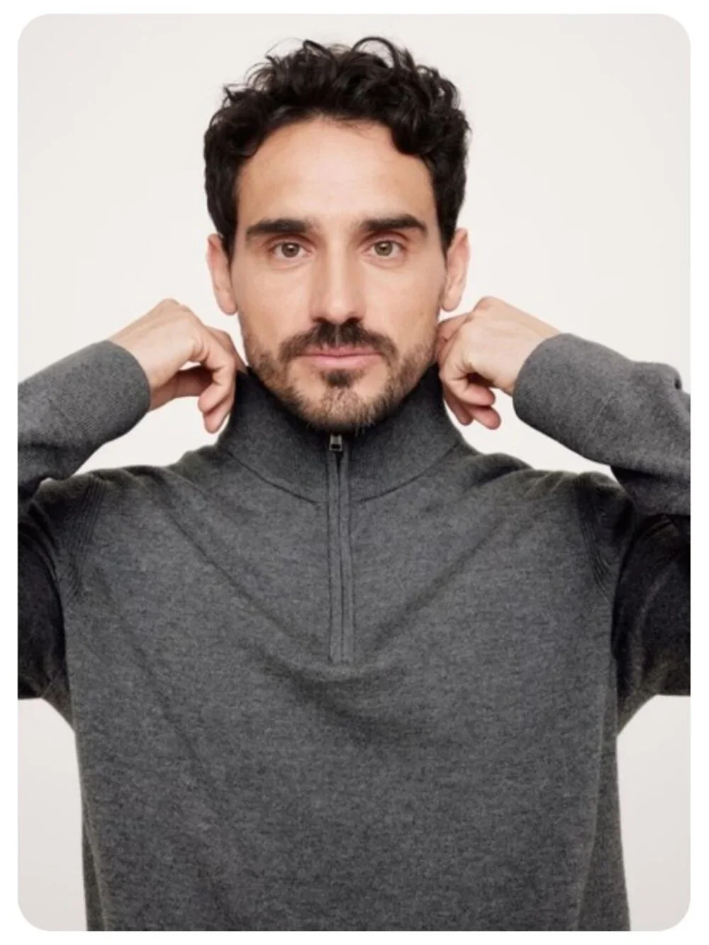 NWT Banana Republic Raoul Italian 100% Merino Wool Half Zip Sweater sz L